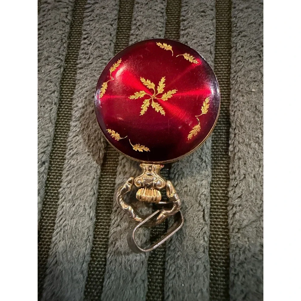 Vintage Andre Rivalle 17 Jewels Art‎ Deco Red Gold Tone Pendant Watch Working